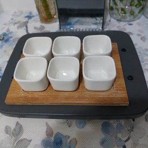 Ceramic Dipping Bowls Set of 6 with Tray Or Bowls for Side Dishes Cute Practical